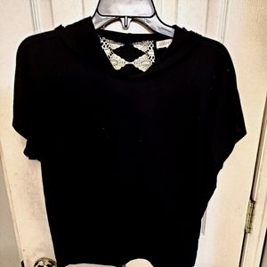 Black Cap sleeved hoodie with back detailing